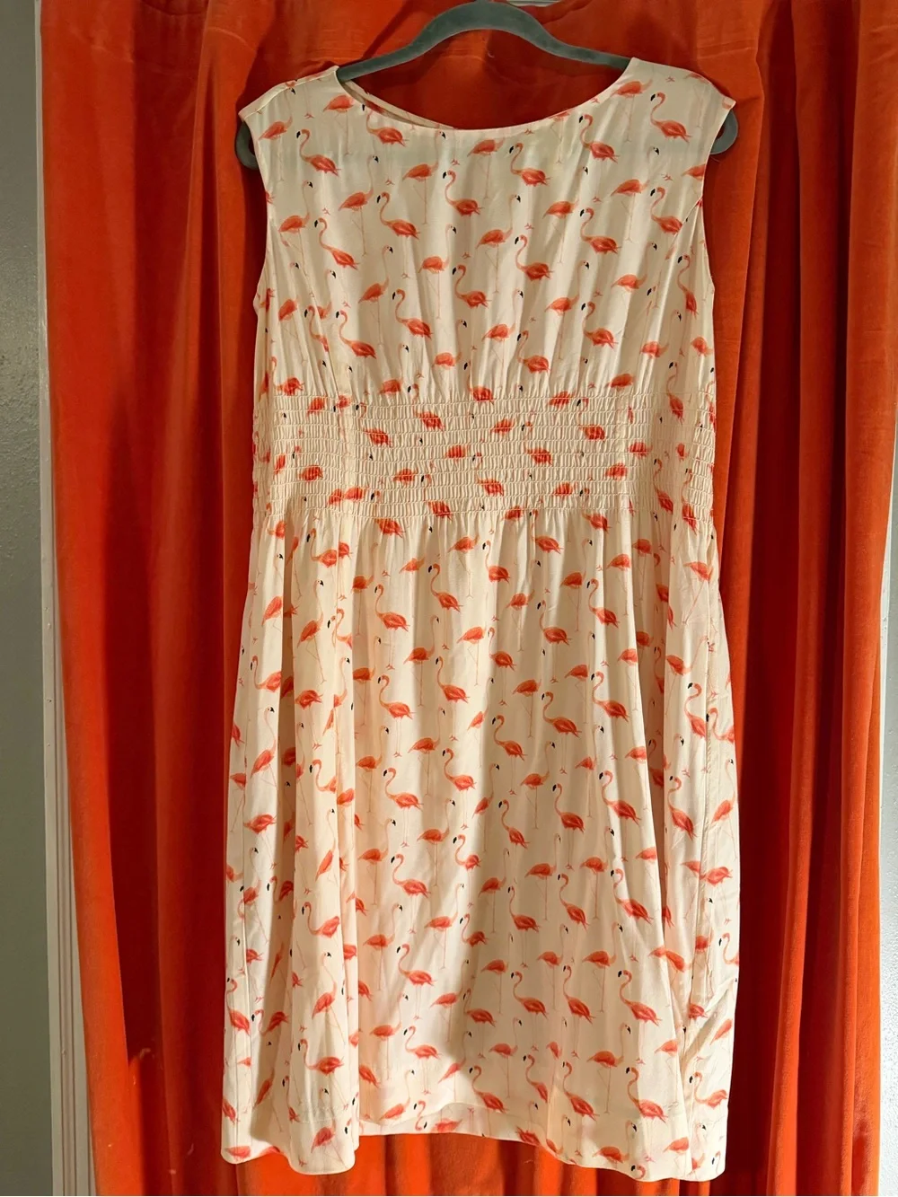Kate spade silk dress excellent condition Sleeveless with Coral Flamingo Print